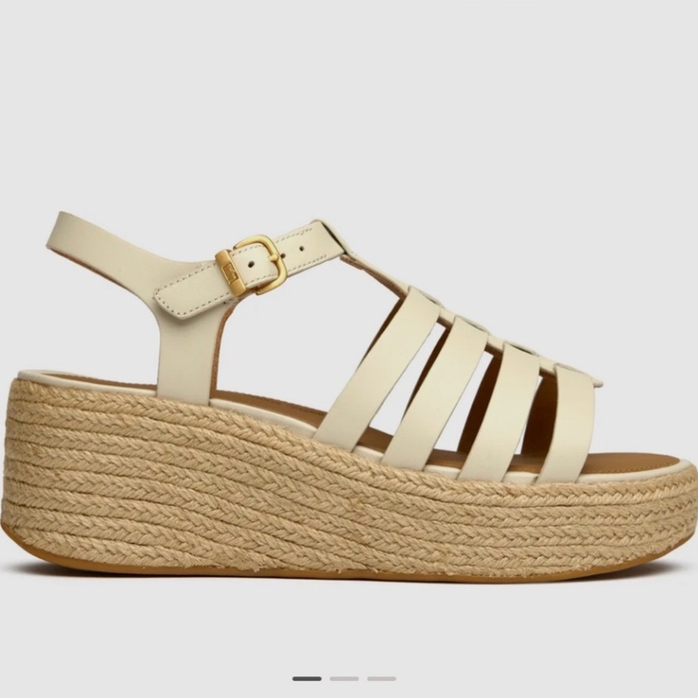 FitFlops Platform Espadrille Leather Wedge Fisherman Sandals. Size 10.